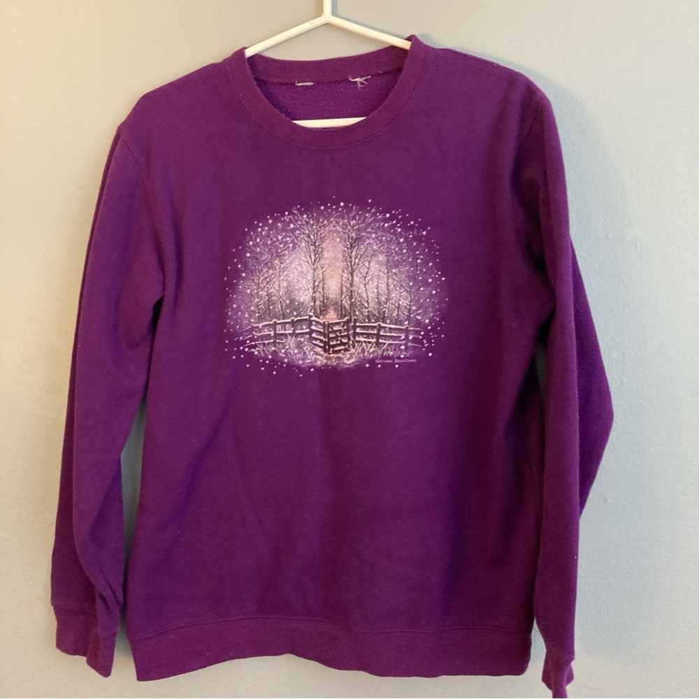 Northern reflections purple snow theme winter sweater